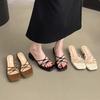 Женские тапочки женская летняя одежда новые босоножки на среднем каблуке французский темперамент нежный стиль феи с юбкой босоножки на толстом каблуке