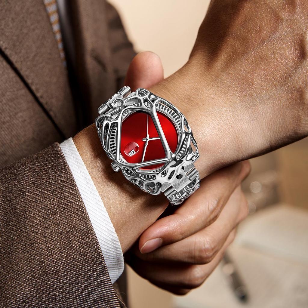 Y2K Ретро Часы Мода Гетеротипный Дизайн Мужские Кварцевые Часы Нержавеющая Сталь Водонепроницаемые Светящиеся Дата Наручные Часы