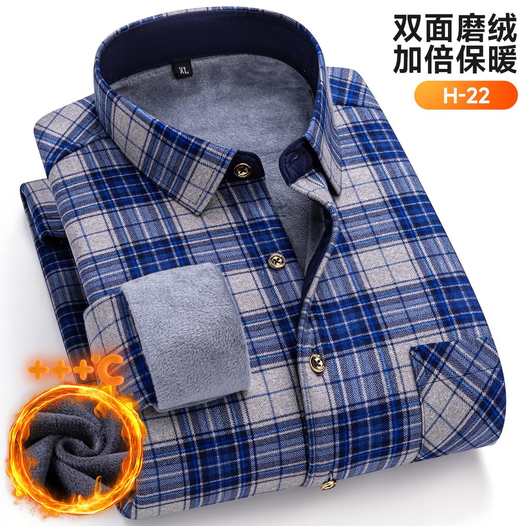 Утолщенная двусторонняя мужская клетчатая рубашка с флисовой подкладкой, теплая, с длинным рукавом, зимний принт, повседневная, для ежедневного ношения, мягкая, осенняя одежда, Плюс 8XL 7XL