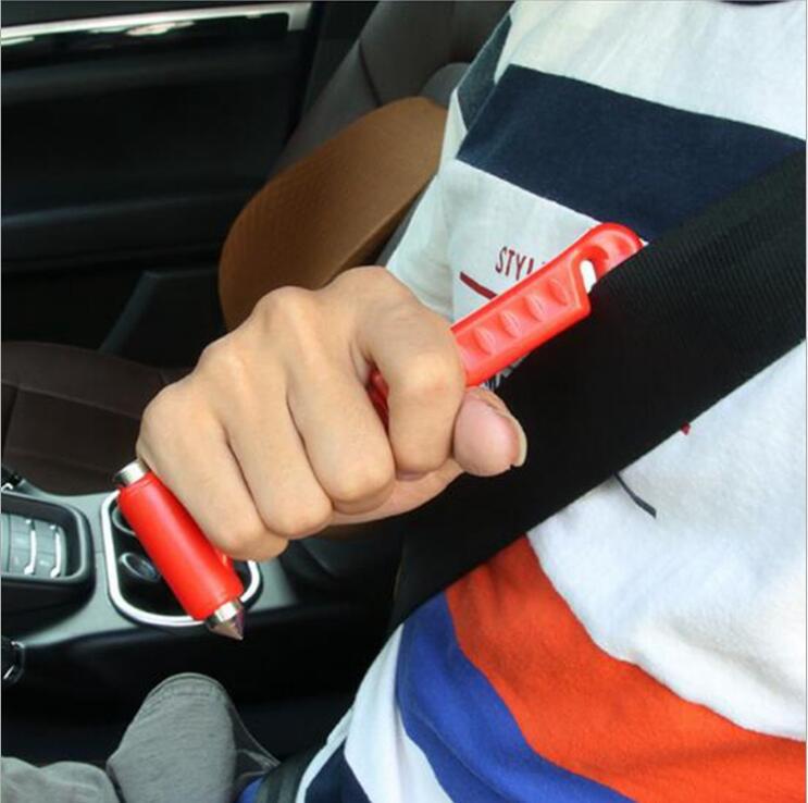 Portable Car Safety Hammer & Rope Cutter: 2-in-1 Emergency Tool for Window Breaking and Escape.