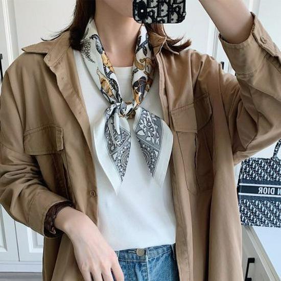 Женский универсальный шарф-лента из шелковистой ткани - 70 см квадратный, идеально подходит для весны, осени и зимы