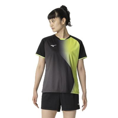 Mizuno Теннисная футболка короткая, размер L, JTTA, рукав, сертифицированная, влагоотводящая, быстросохнущая, унисекс, черная, (82JAB214)