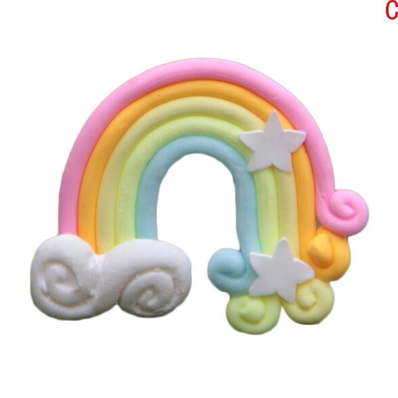 4pcs/set Star Rainbow Cloud Mini Colorful Fairy Garden Terrarium Figurine Decor Set