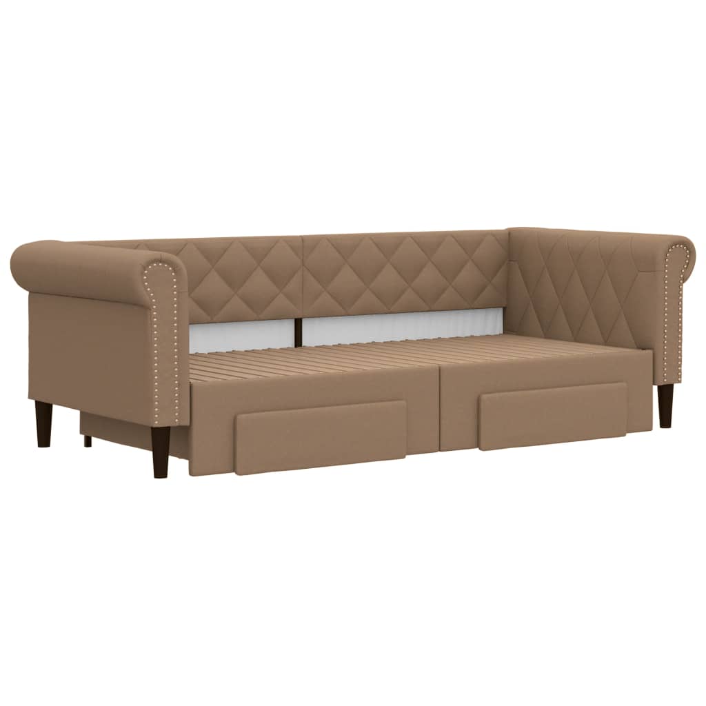 Daybed Pull out with Drawers Brown 90x200 cm Faux Leather
