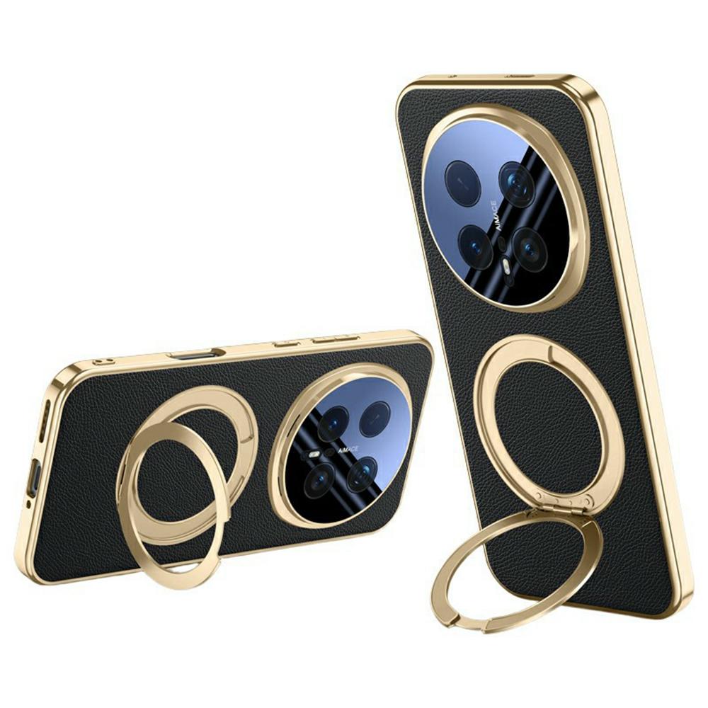 Чехол для Honor Magic8 Pro 5G Магнитная вращающаяся подставка Кожа + ПК + Акриловая крышка для телефона с закаленным стеклом для заднего экрана