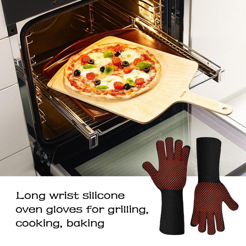 Силиконовые кухонные перчатки для гриля, прихватки для духовки с очень длинным запястьем, перчатки против ожогов, нескользящие перчатки для выпечки для домашних поваров