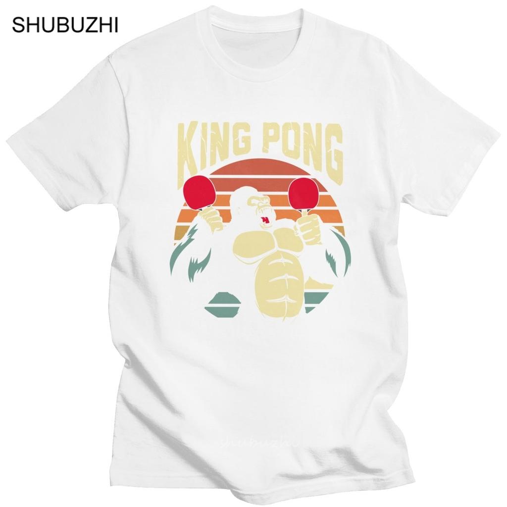 Смешная футболка King Pong для мужчин, с коротким рукавом, хлопковая, с круглым вырезом, летние топы, футболка с ракеткой для настольного тенниса, идея подарка