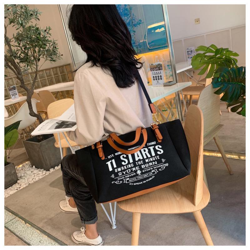 Женская сумка-тоут Модная сумка-холщовая с большой вместимостью с надписью Повседневная на плечо Сумки-мессенджеры KTY