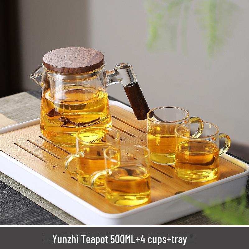 Стеклянный чайник с фильтром и боковой ручкой, устойчивый к высоким температурам, для использования в офисе или заваривания цветочного чая