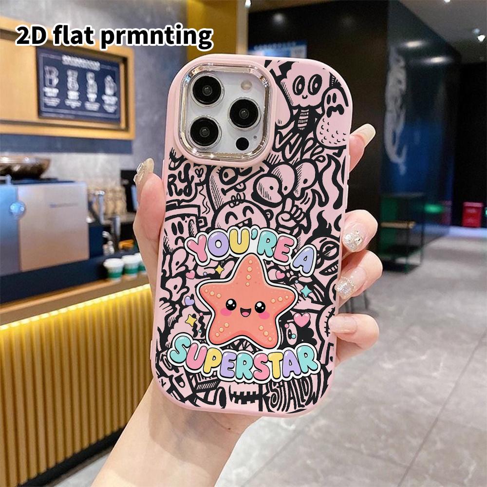 Phone Case: 2D flat design suitable for iPhone 18 17 16 15 14 13 Pro protective case, couple style, starfish, Christmas and Halloween gifts