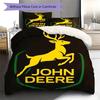 Желтый Олень Логотип John Deere Черный Фон Печать 3 Штуки Комплект Пододеяльника Постельное Белье с Трактором Фермерским Декор Спальни Дома Без Наполнителя Подушки Одеяла