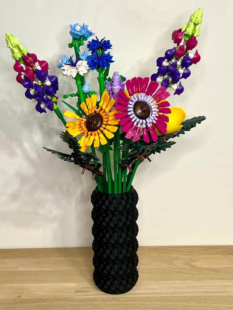 Wazon do lego na kwiaty sztuczne trawy dekoracyjny nowoczesny czarny 17cm