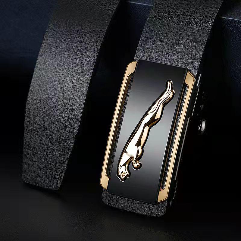 Кожаный ремень с автоматической пряжкой без зубцов для мужчин - Повседневный пояс для среднего и молодого возраста