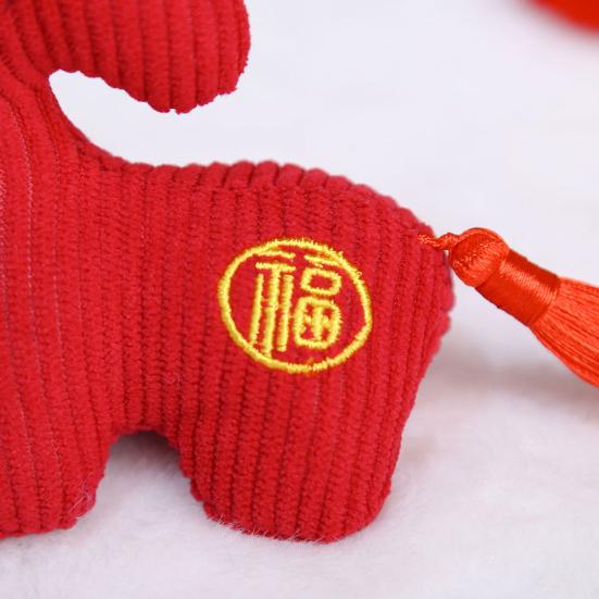 Plush Horse Toy Hanging Decoration Stuffed Lucky Pony Plushie with Red Tassels Year of Horse Mascot Doll Bag Charm New Year Holiday Gift