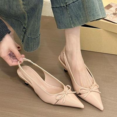 Французский темперамент светской львицы черные босоножки с завязками на голове туфли-феи 2025 года новые весенне-летние туфли с острыми каблуками одинарные туфли