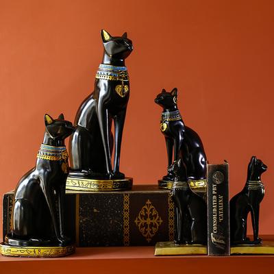 Креативная статуэтка египетской кошки в экзотическом стиле, ручная работа из смолы. Практичная Декоративная Подставка для Книг Подсвечник Мягкая Мебель Подарок.