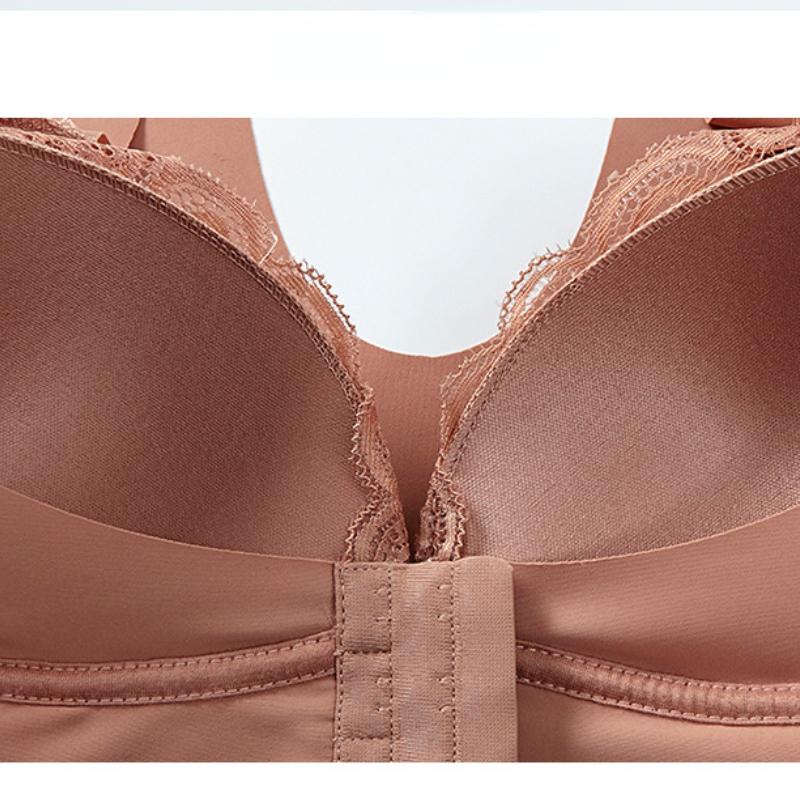 Бюстгальтер на пуговицах спереди без стального кольца, жилет, бюстгальтеры, сексуальное кружевное нижнее белье со сборками, тонкий бюстгальтер для грудного вскармливания для женщин