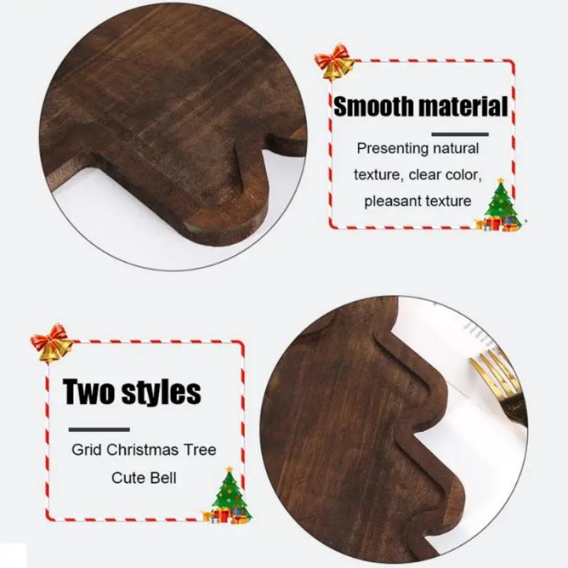 1pcChristmas Tree Plate Cute Christmas Hat Divided Snack Plate Party Wooden Fruit Candy Chocolate Plate Cake Dessert Divided Woo