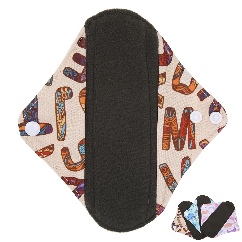 Многоразовая гигиеническая прокладка из бамбукового угля, портативная мягкая печатная элегантная моющаяся менструальная прокладка для женщин