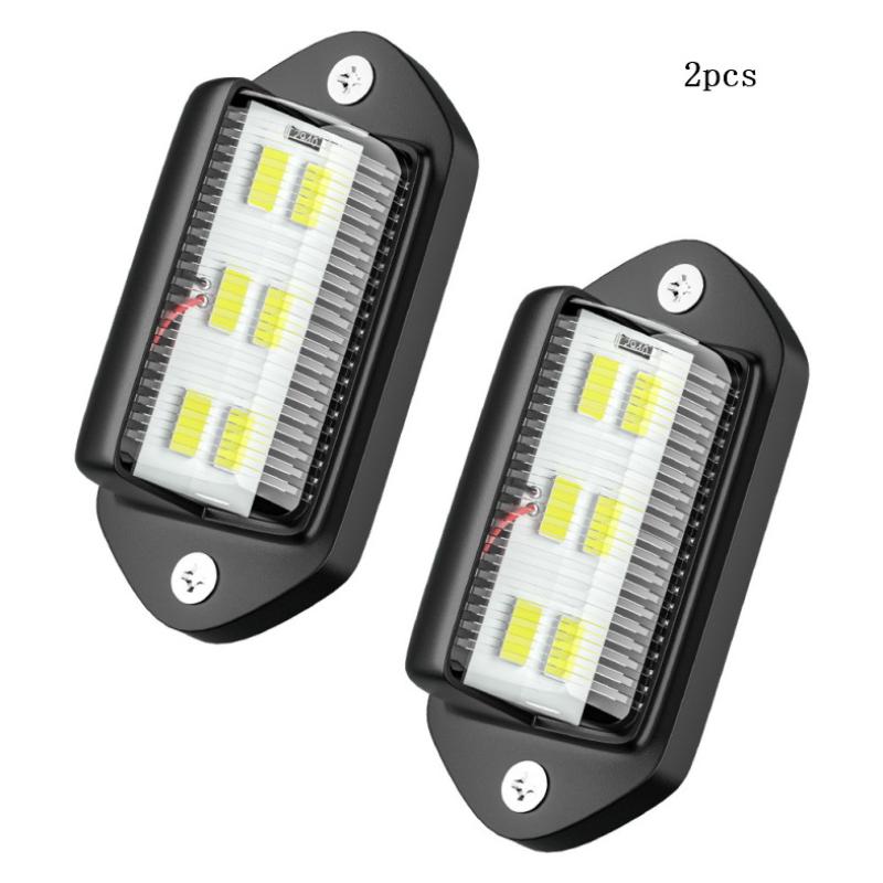 2Pcs 6 LED Car License Number Plate Light For SUV Truck Trailer Van Tag Step Lamp White Bulbs Car Products License Plate Lights