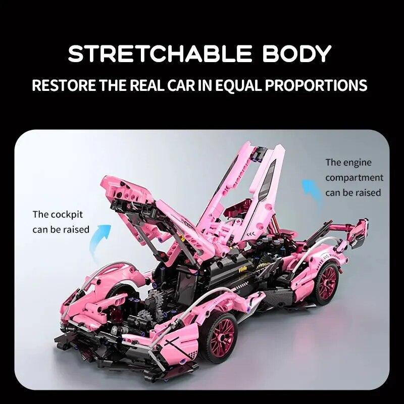 1:14 розовых спортивных автомобилей, строительные блоки, игрушки, комплекты для мальчиков или взрослых, сложная концепция, набор моделей гоночных автомобилей, игрушки «сделай сам» для девочек и мальчиков