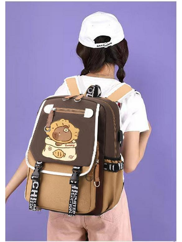 Capybara Backpack: Cute, Funny, Large Capacity, Stain-Resistant, Multifunctional for Middle School Girls