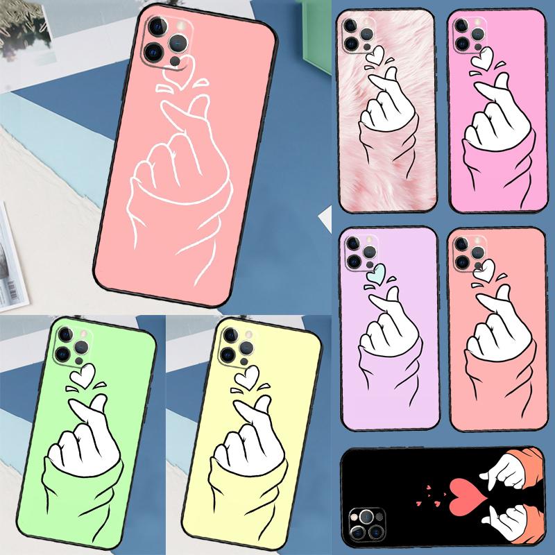 Чехол Kpop Рука Палец Сердце Для iPhone 17 Air 15 14 13 12 11 16 Pro Max 13 mini XR 15 16 Plus 16e Задняя Крышка
