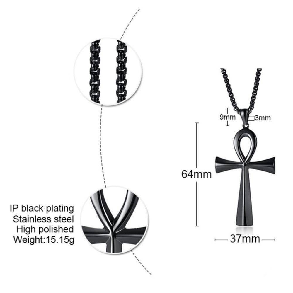 Vnox Religion Egyptian Ankh Crucifix Cross Pendant Necklaces Stainless Steel Symbol of Life Cross Pendants Prayer Gifts Jewelry