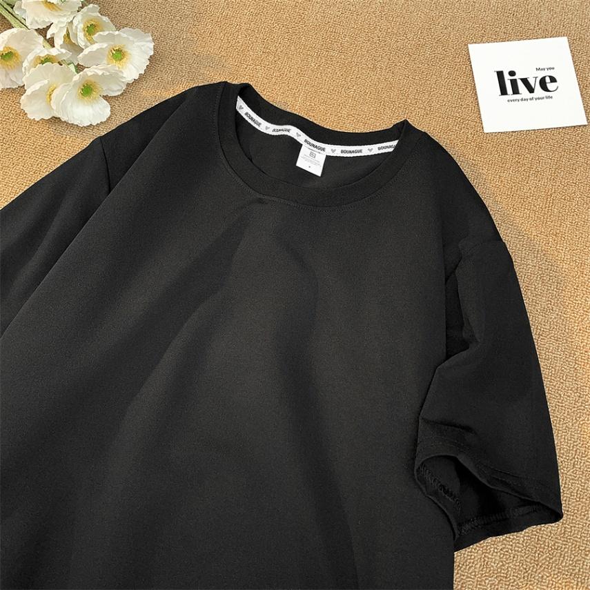 Летняя тонкая мужская футболка с круглым вырезом и коротким рукавом, в простом стиле INS Hong Kong, однотонная, свободная повседневная, с коротким рукавом, базовая рубашка.