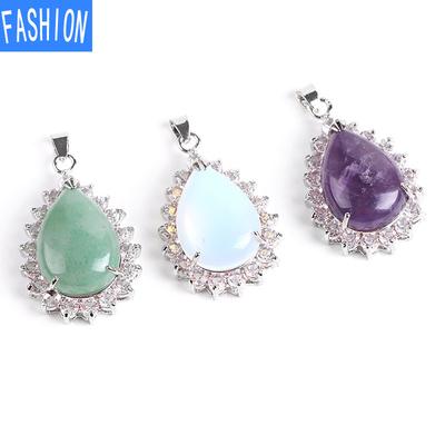 Женский кулон в форме груши в стиле ретро с когтями, инкрустированный натуральными кристаллами и каплями воды, роскошное ожерелье высокого профиля с полным водным бриллиантом