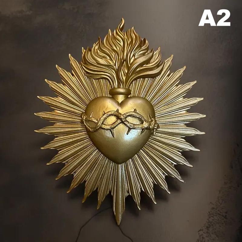 Gothic Sacred Heart Wall Plaque Statue Resin Gothic Wall Art Catholic Wall Hanging For Church Religious Home Decor Gifts