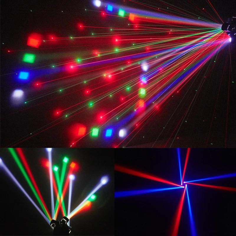 4 Arm Stage Beam Laser Light LED Beam Moving Head Stage Light DMX512 Sound Control KTV Laser Disco Bar Party Light