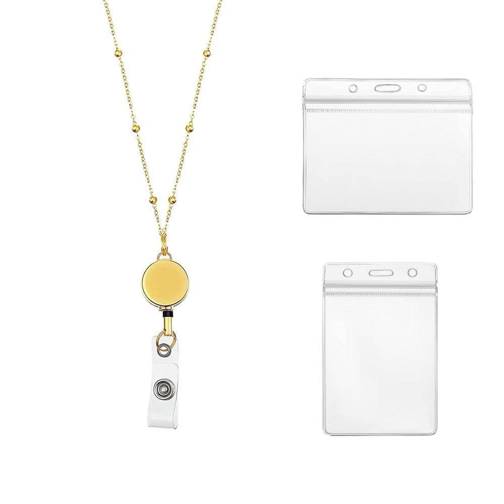 Chain Office Supplies Badge Reel Lanyard With Necklace With ID Card Holders Name Card Badge Holder