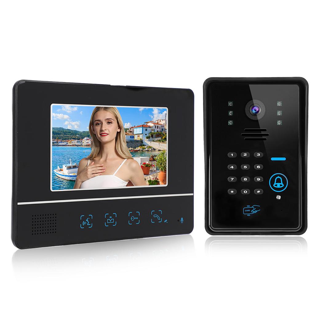 7in Wired Video Doorbell Password Card Night Vision Remote Access System