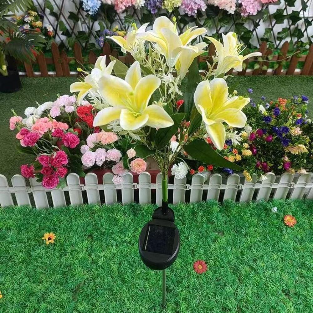 7 Heads Solar Lily Light Solar-Powered Garden Pathway Light New Outdoor Solar Lamp  Home Garden