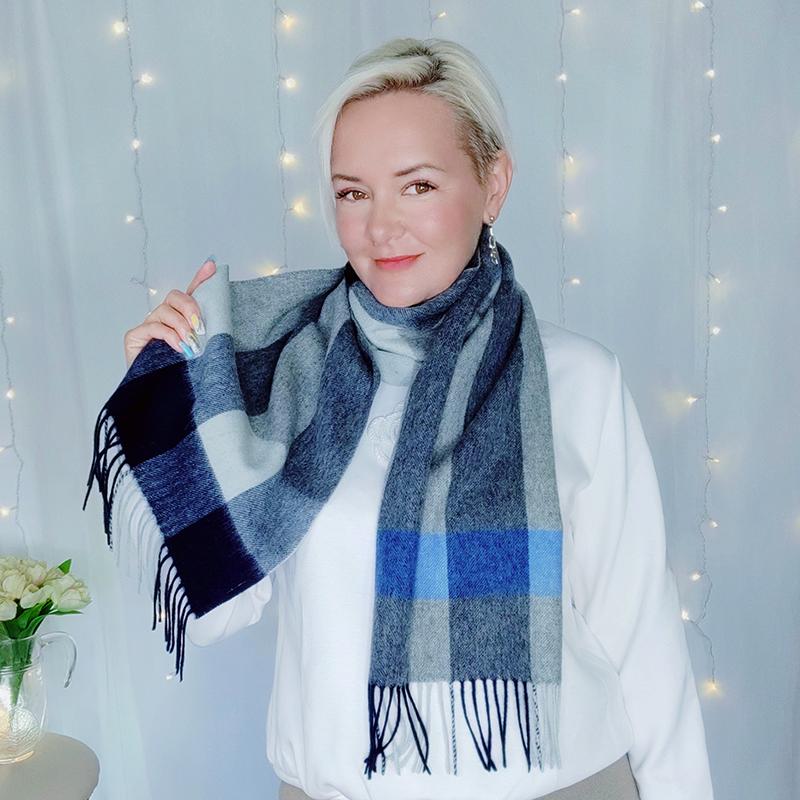 Women Scarf 100% Wool MODERN NEW SAGA Knitted Wool Scarves Plaid Shawl Autumn Winter Thick Warm Female Knit Scarf