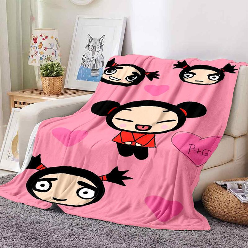 Chinese Doll P-Pucca Garu Blanket 3D Printed Cute Anime Cartoon Character Blanket Sofa Cover Blanket Air Conditioner Bed Sheet