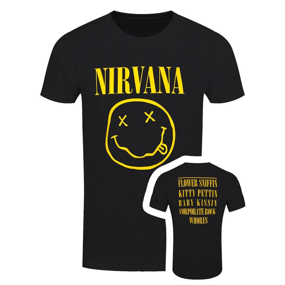 Футболка Nirvana Счастливое Лицо Цветок Sniffin Курт Кобей Группа Официальная Черная Новая Унисекс Футболка