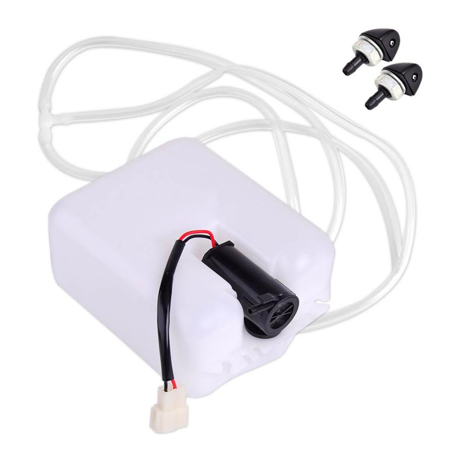 Universal 12V Metal White Car 2 Pin Windshield Washer Reservoir Pump Bottle Tank Kit Jet Switch Clean Tool For Classic Cars