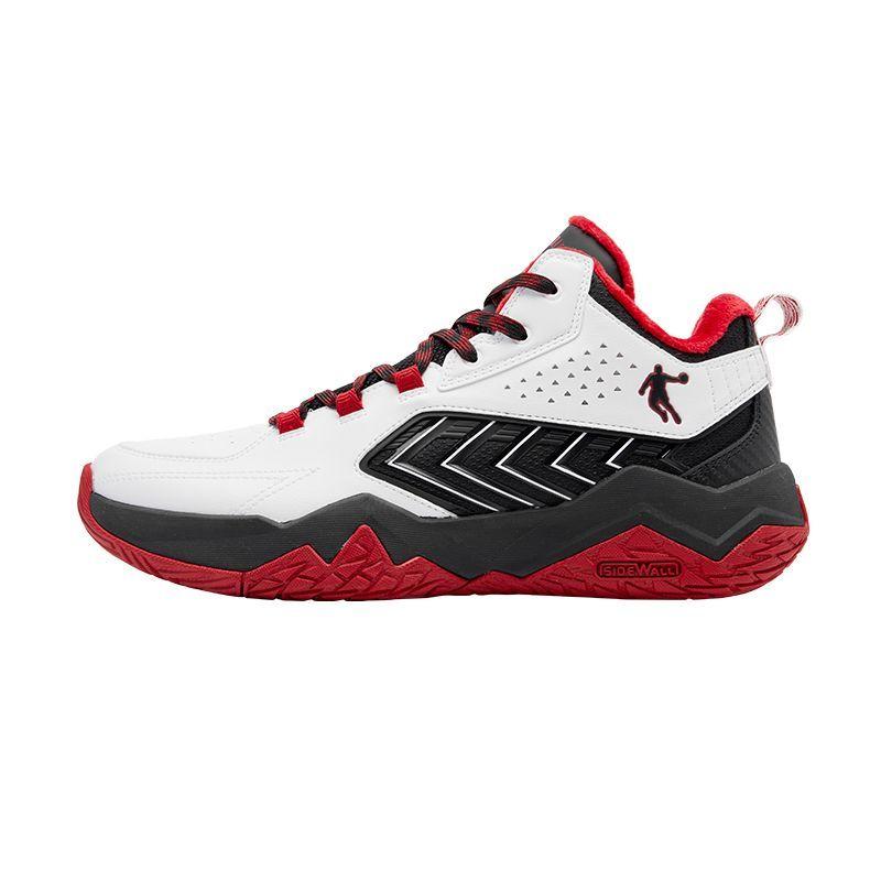 Jordan QIAODAN Velvet Warm Basketball Shoes for Men's Winter High Top Leather Face Student Sports Cotton Shoes