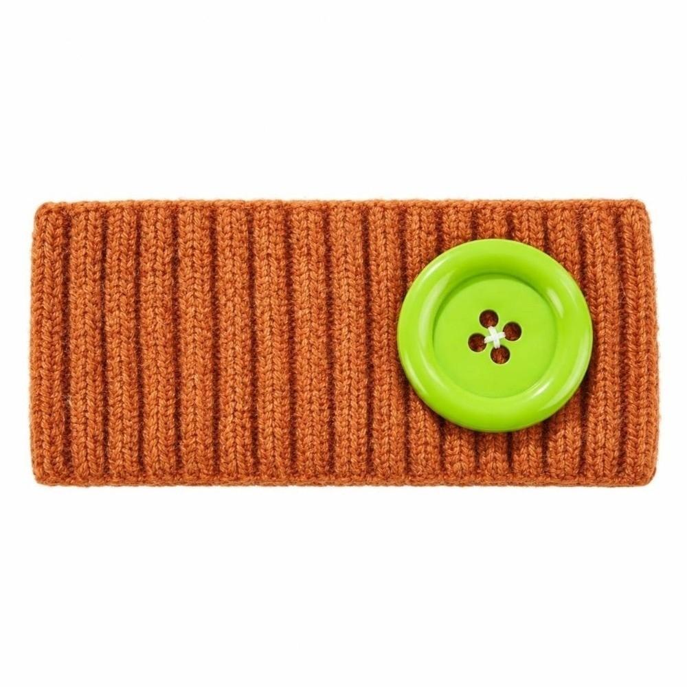 Elastic Knit Headband Ribbed Dopamine Hairband Button Hair Band Street Photography