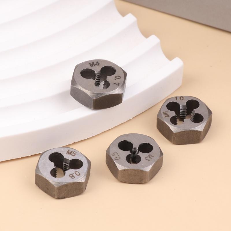 Метрическая резьба Шестигранная плашка Плашка для нарезания резьбы Винт Шестигранные плашки M3*0.5 M4*0.7 M5*0.8 M6*1.0 Ручные плашки для нарезания резьбы