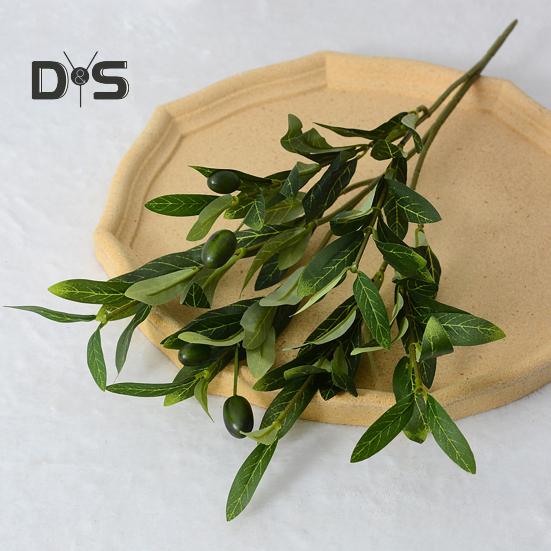 Искусственная ветка оливкового листа со стеблем 4/6 вилка Реалистичные многоразовые искусственные зеленые растения Зелень Домашний стол Центральное украшение Свадебные украшения Реквизит для фотографий