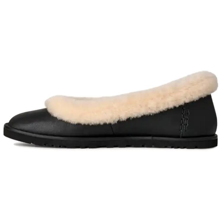 (WMNS) UGG Zora Leather Ballet Flat 'Black' Women's 1178450-BLK