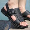 Новое поступление Мужские повседневные кожаные пляжные сандалии Мужские два способа носить шлепанцы и сандалии Уличные полуплоские Удобные сандалии