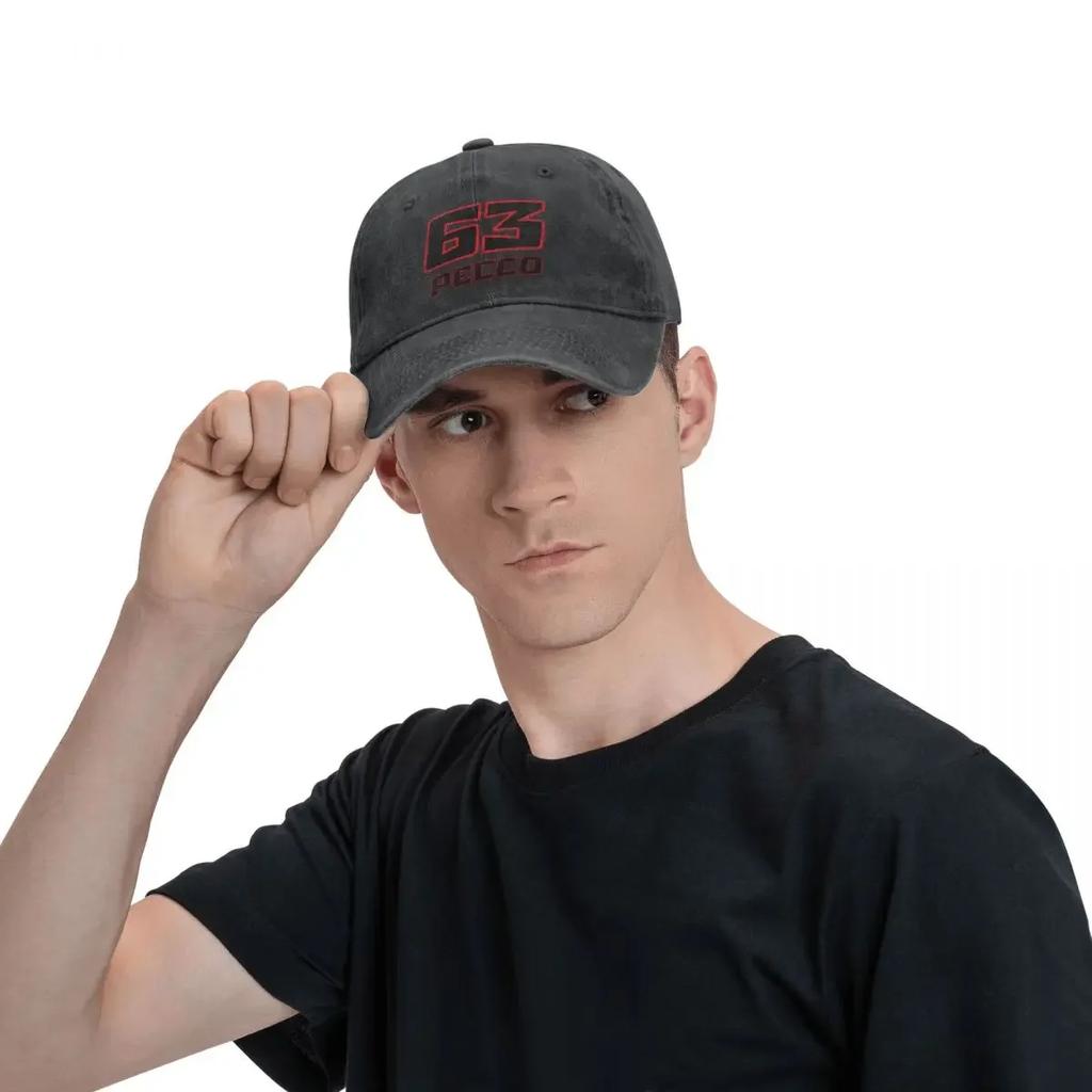 Винтажная бейсболка Pecco Bagnaia 63 унисекс из потертого хлопка Snapback для мотоциклетных гонок на открытом воздухе всесезонная подарочная кепка для путешествий