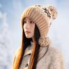 Winter Retro Jacquard Knitted Hat Women's Warm Plush Thickened Cold-proof Wool Hat Casual Outdoor Hat