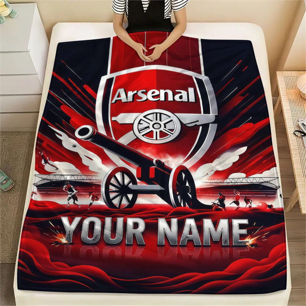 Custom Name,Arsenal Printed Flannel Blanket, soft throw for bedroom sofa, washable, Christmas present, great gift.