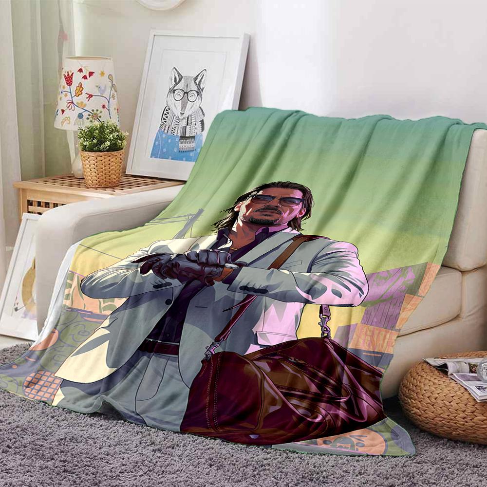 1pc Blanket - Game Grand Theft Auto Print Design,Lightweight Blanket for Sofa,Bed- Soft &Warm,Gift for All Seasons
