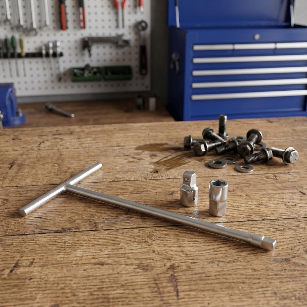 3/8in Drive T Handle Socket Holder 1/4" and 1/2" Adaptors T Handle Wrench Set  Auto Shop